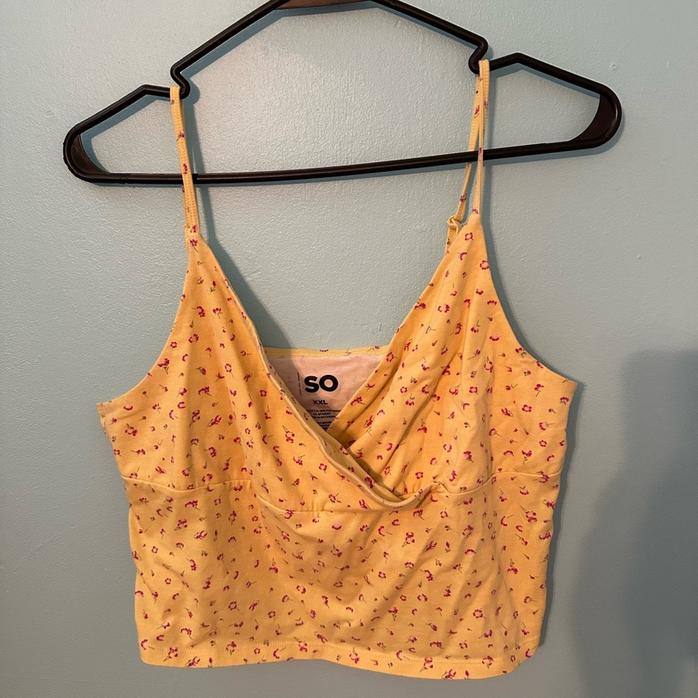SO Yellow Wrap Crop Camisole